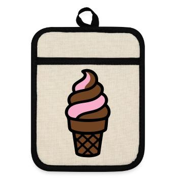 Softeis Eiswaffel Logo - Topflappen mit Gummirückseite - Leinen/Schwarz  - Vorne