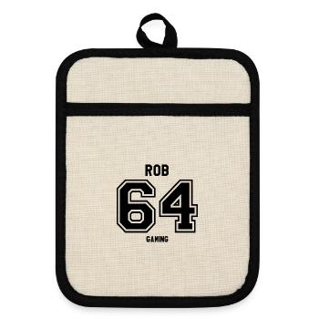 Rob64 Gaming Fan Shirt American Football style - Topflappen mit Gummirückseite - Leinen/Schwarz  - Vorne