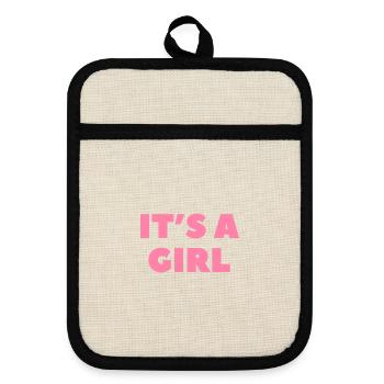 It's a Girl - Pot holders with rubber back - linen/black  - Front