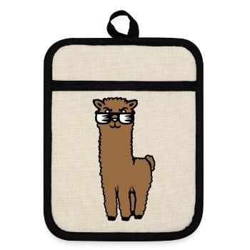 Alpaga Lama Lunettes de Soleil Smart Drôle Cool Animal - Maniques avec dos en caoutchouc - lin/noir  - Devant