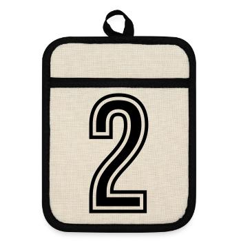 2 Symbole numérique - Maniques avec dos en caoutchouc - lin/noir  - Devant