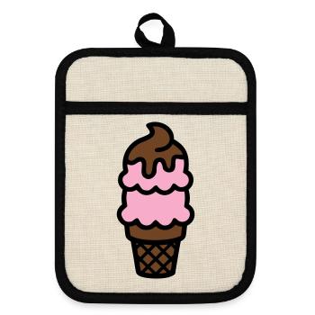 Eiswaffel Eiscreme Icon - Pot holders with rubber back - linen/black  - Front