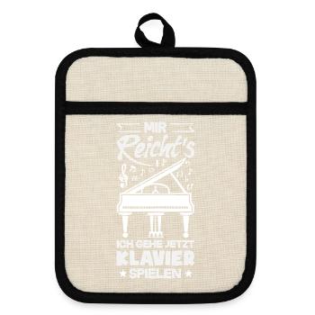Piano Klavier Musiker Geschenk Geschenkidee - Topflappen mit Gummirückseite - Leinen/Schwarz  - Vorne