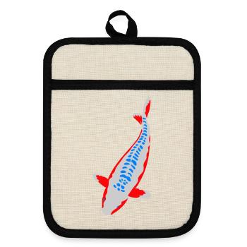 Koi - Nishikigoi - Pot holders with rubber back - linen/black  - Front
