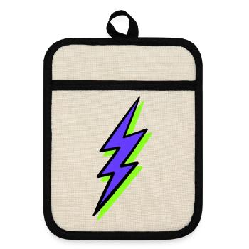 Abstract Ray in Neon Tones - Pot holders with rubber back - linen/black  - Front