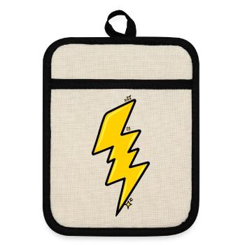 Heller Cartoon Gelber Blitz - Topflappen mit Gummirückseite - Leinen/Schwarz  - Vorne