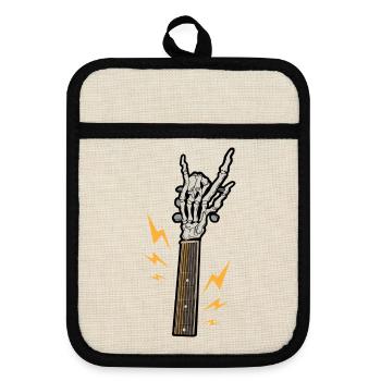 Gitarre Skelett Rock - Topflappen mit Gummirückseite - Leinen/Schwarz  - Vorne