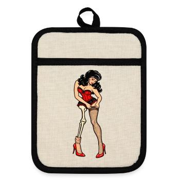 BARES BOUDOIR - Topflappen mit Gummirückseite - Leinen/Schwarz  - Vorne