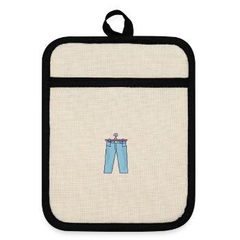 Pixeljeans auf Kleiderstange - Topflappen mit Gummirückseite - Leinen/Schwarz  - Vorne