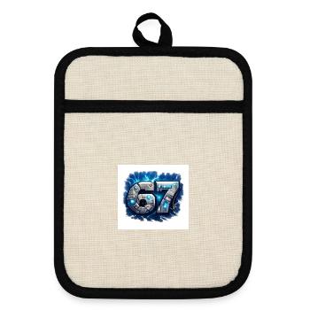 Neon Robo Number 67 - Pot holders with rubber back - linen/black  - Front