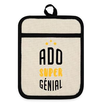 adolescent / enfant / ado / adolescente - Maniques avec dos en caoutchouc - lin/noir  - Devant