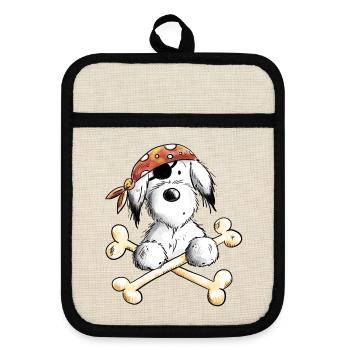 Pirate Dog I Corsair Cartoon - Pot holders with rubber back - linen/black  - Front
