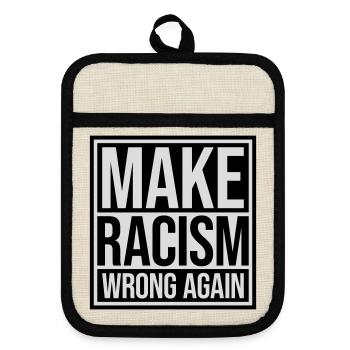 make racism wrong again - Pot holders with rubber back - linen/black  - Front