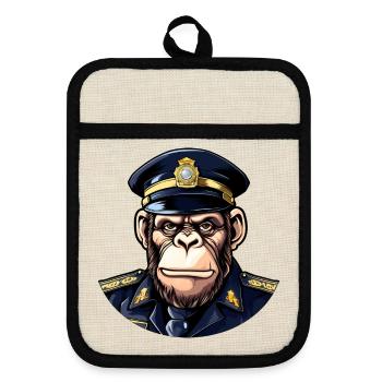 Policier chimpanzé - Maniques avec dos en caoutchouc - lin/noir  - Devant