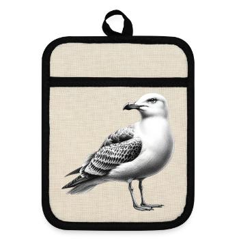 Möwe - Topflappen mit Gummirückseite - Leinen/Schwarz  - Vorne