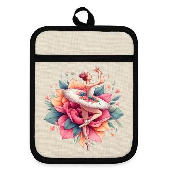 Ballet dancer with tutu - Pot holders with rubber back - linen/black  - Front
