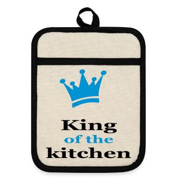 Funny chef's apron for chefs - Pot holders with rubber back - linen/black  - Front