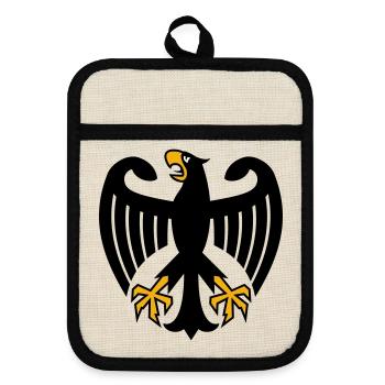 Germany Eagle Coat of Arms - Pot holders with rubber back - linen/black  - Front