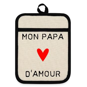 FÊTE DES PÈRES. BONNE FÊTE PAPA. PAPA. BONNE FÊTE. - Maniques avec dos en caoutchouc - lin/noir  - Devant