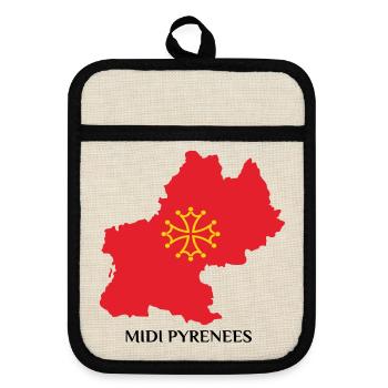 Karte der Midi-Pyrénées - Topflappen mit Gummirückseite - Leinen/Schwarz  - Vorne