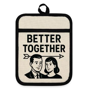 Marriage Love - Better Together - Pot holders with rubber back - linen/black  - Front