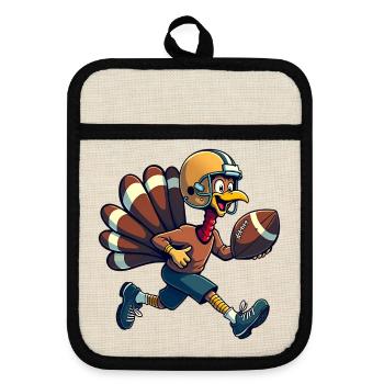 Thanksgiving Football Truthahn - Topflappen mit Gummirückseite - Leinen/Schwarz  - Vorne