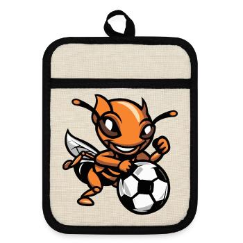 Ant Soccer Cartoon - Pot holders with rubber back - linen/black  - Front