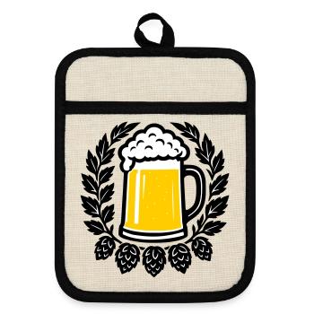 Bier - Pot holders with rubber back - linen/black  - Front