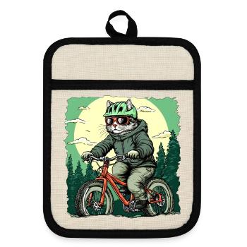 Chat motard / chaton Velo - Maniques avec dos en caoutchouc - lin/noir  - Devant