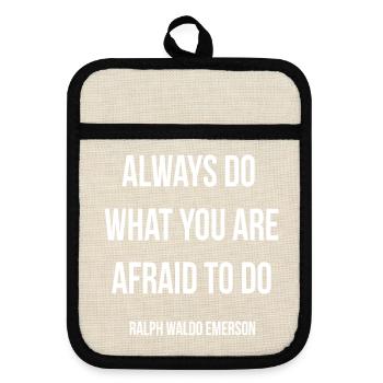 Dare to Do Emerson Quote Tee - Pot holders with rubber back - linen/black  - Front