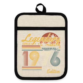1976 Jahrgang Geburtstag Vintage Retro Geschenk - Topflappen mit Gummirückseite - Leinen/Schwarz  - Vorne