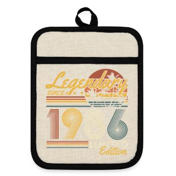 1986 Jahrgang Geburtstag Vintage Retro Geschenk - Topflappen mit Gummirückseite - Leinen/Schwarz  - Vorne