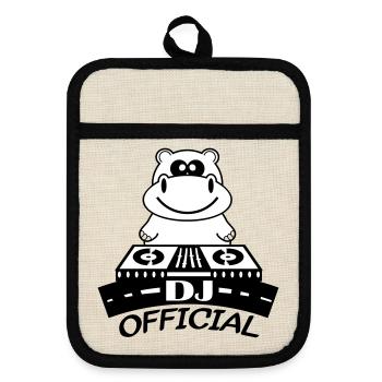 hippo_dj_design2 - Maniques avec dos en caoutchouc - lin/noir  - Devant