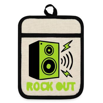 Rock Out Lautsprecher Icon - Topflappen mit Gummirückseite - Leinen/Schwarz  - Vorne