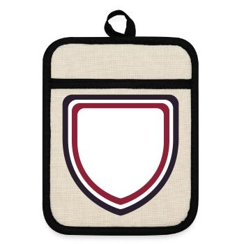 Coat of Arms Frame Bordeaux - Design your own text - Pot holders with rubber back - linen/black  - Front