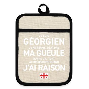 Je Suis Georgien Je Ne Ferme Deja Pas Ma Gueule... - Maniques avec dos en caoutchouc - lin/noir  - Devant