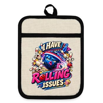 J’ai des numéros roulants en disant de la bande dessinée Bowling Ball - Maniques avec dos en caoutchouc - lin/noir  - Devant