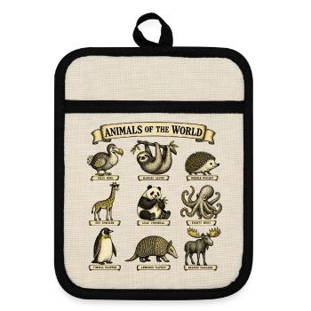 Tierische Wortspiele - Topflappen mit Gummirückseite - Leinen/Schwarz  - Vorne