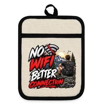 Kein WLAN Bessere Verbindung – Outdoor-Abenteuer - Topflappen mit Gummirückseite - Leinen/Schwarz  - Vorne