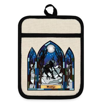 Wendigo Mondschein-Buntglas - Topflappen mit Gummirückseite - Leinen/Schwarz  - Vorne