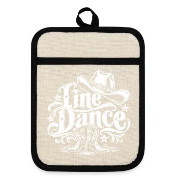 Line Dance Western - Topflappen mit Gummirückseite - Leinen/Schwarz  - Vorne