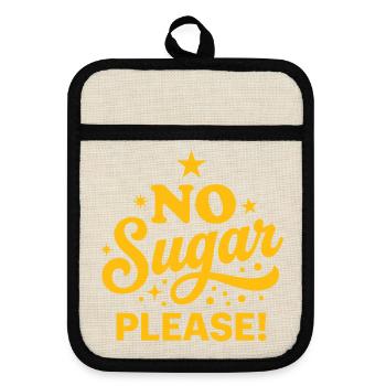 No Sugar Please Retro Yellow Typografie - Topflappen mit Gummirückseite - Leinen/Schwarz  - Vorne