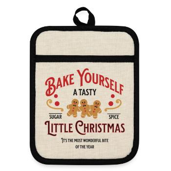 Bake Yourself A Tasty Christmas Backen Geschenk - Topflappen mit Gummirückseite - Leinen/Schwarz  - Vorne