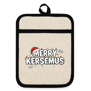 Merry Kersemus Christmas Rotterdam - Pot holders with rubber back - linen/black  - Front