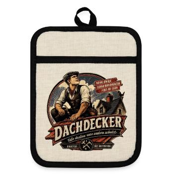 Dachdecker Vintage Werbeposter - Topflappen mit Gummirückseite - Leinen/Schwarz  - Vorne