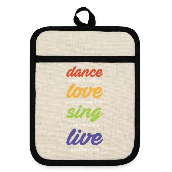 Dance-love-sing-live (dark) - Pot holders with rubber back - linen/black  - Front