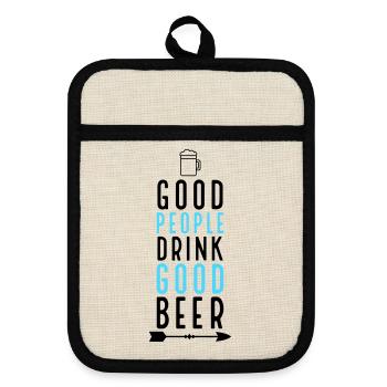 Bière - Maniques avec dos en caoutchouc - lin/noir  - Devant