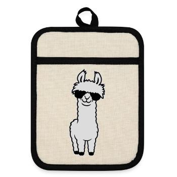 Lunettes de soleil Cool Lama Alpaga Souriant Drôle - Maniques avec dos en caoutchouc - lin/noir  - Devant