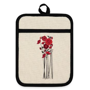 Illustration de fleurs de galets - Maniques avec dos en caoutchouc - lin/noir  - Devant