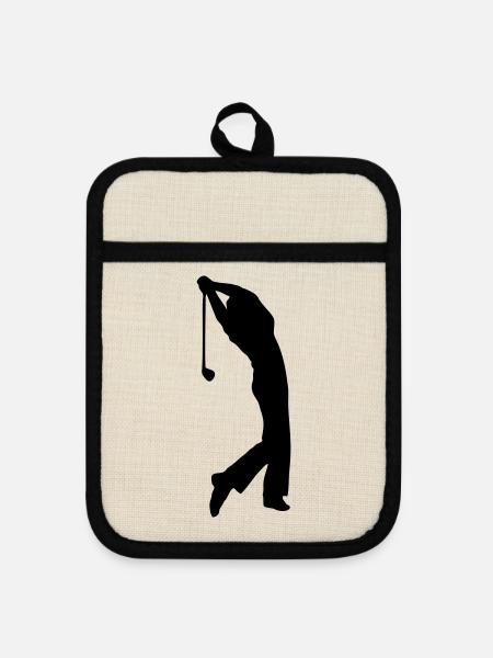 Golfer - Topflappen mit Gummirückseite - Leinen/Schwarz